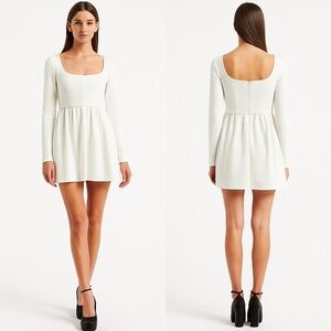 WAYF x Jourdan Sloane Jourdan Long Sleeve Mini Dress – Ivory – Size S